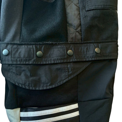 Kurotomesode × Mixed Materials Reconstructed Easy Pants Embroidered Denim & Nylon Mix One-of-a-kind Unisex zivun