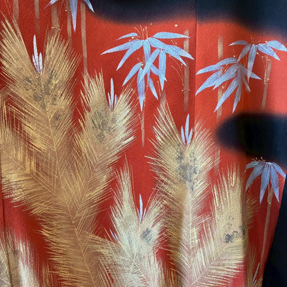 Kurotomesode & Obi Reconstructed Hoodie with Bamboo & Pine Pattern One-of-a-kind Unisex zivun