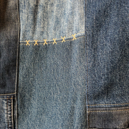 zivun Reconstructed Denim Wide Pants | Patchwork Distressed One-of-a-Kind Free Size | OLD FLIP