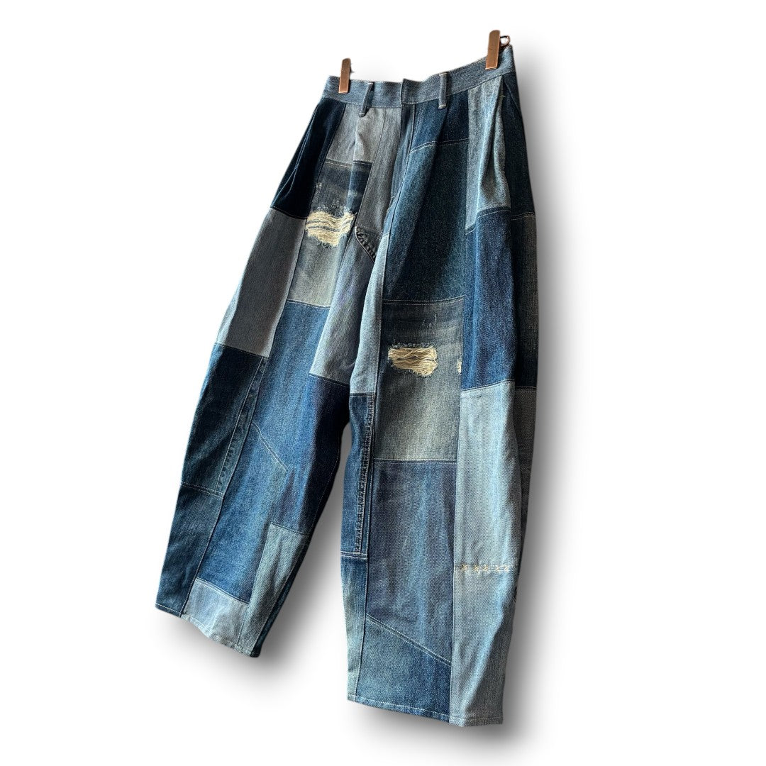 zivun Reconstructed Distressed Denim Wide Pants Free Size – OLD FLIP