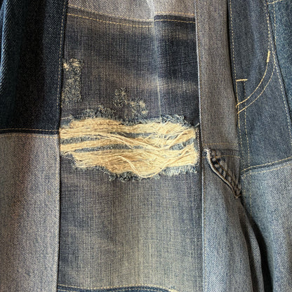 zivun Reconstructed Denim Wide Pants | Patchwork Distressed One-of-a-Kind Free Size | OLD FLIP