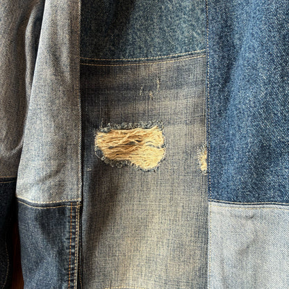 zivun Reconstructed Denim Wide Pants | Patchwork Distressed One-of-a-Kind Free Size | OLD FLIP