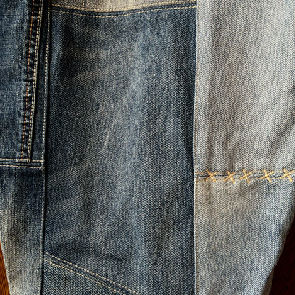 zivun Reconstructed Denim Wide Pants | Patchwork Distressed One-of-a-Kind Free Size | OLD FLIP