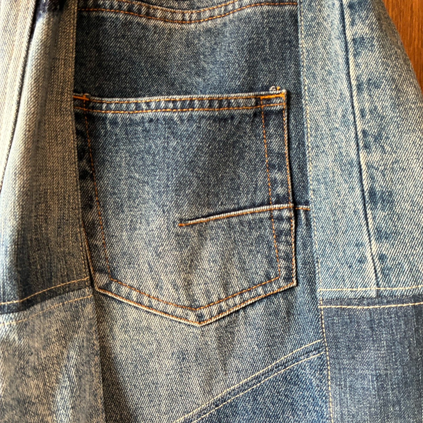 zivun Reconstructed Denim Wide Pants | Patchwork Distressed One-of-a-Kind Free Size | OLD FLIP