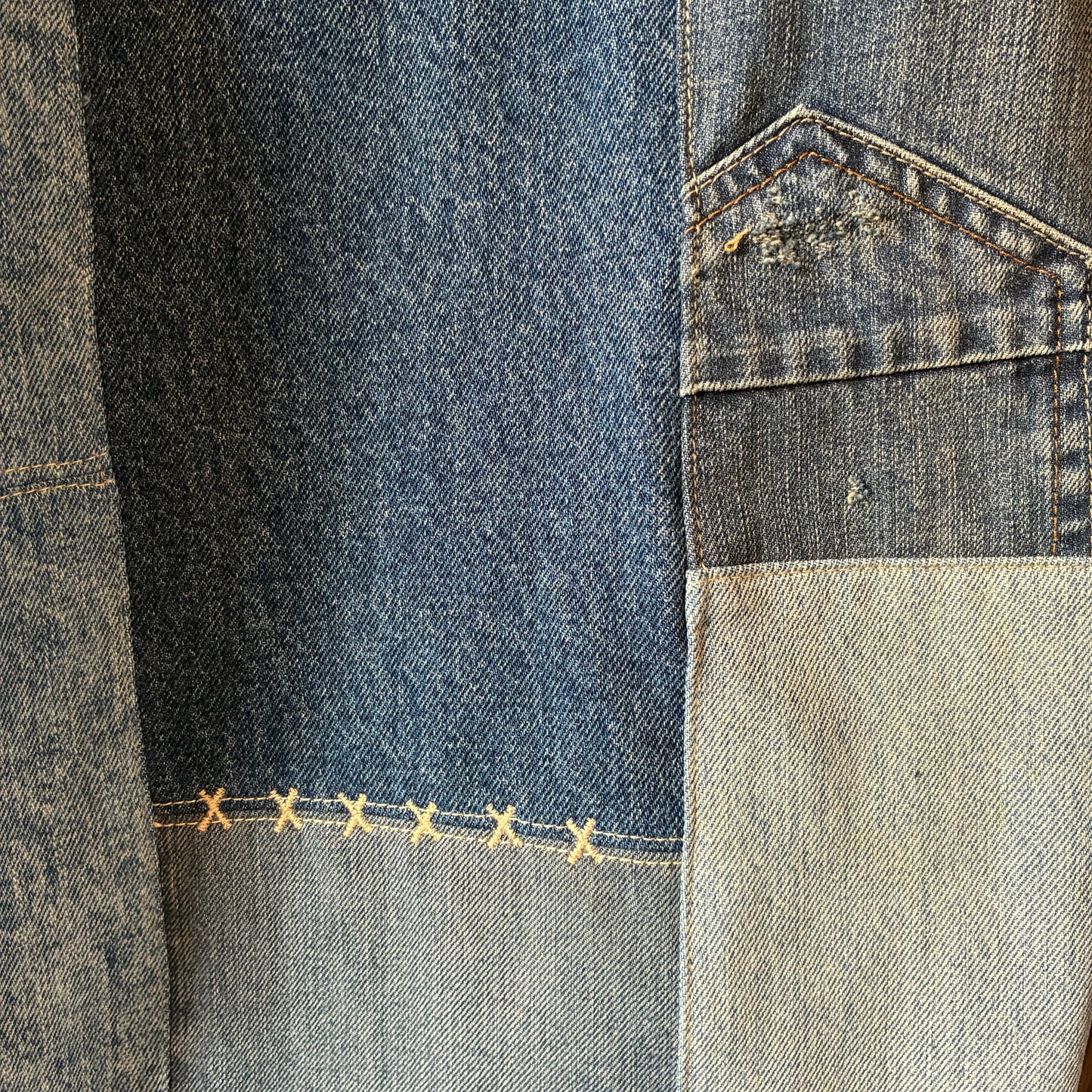 zivun Reconstructed Denim Wide Pants | Patchwork Distressed One-of-a-Kind Free Size | OLD FLIP