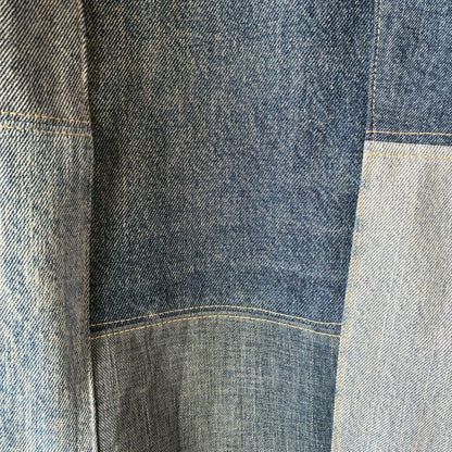 zivun Reconstructed Denim Wide Pants | Patchwork Distressed One-of-a-Kind Free Size | OLD FLIP