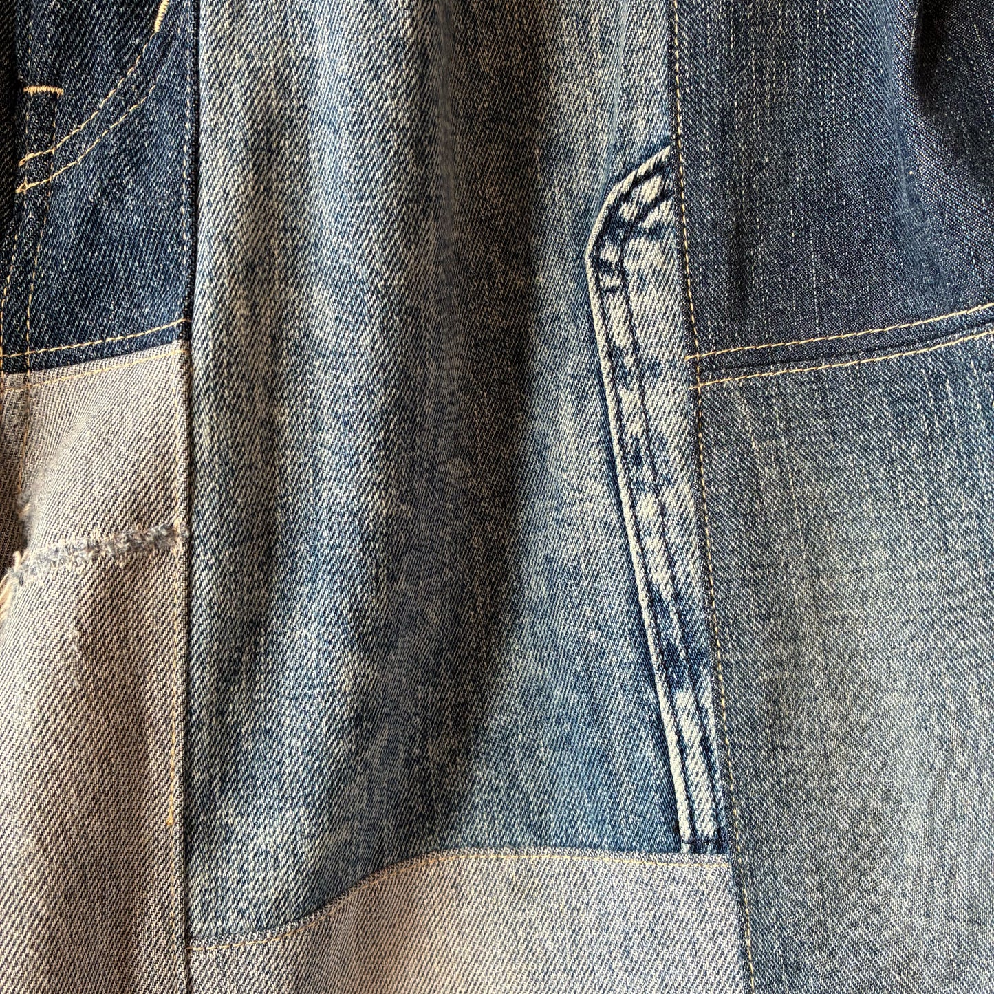 zivun Reconstructed Denim Wide Pants | Patchwork Distressed One-of-a-Kind Free Size | OLD FLIP
