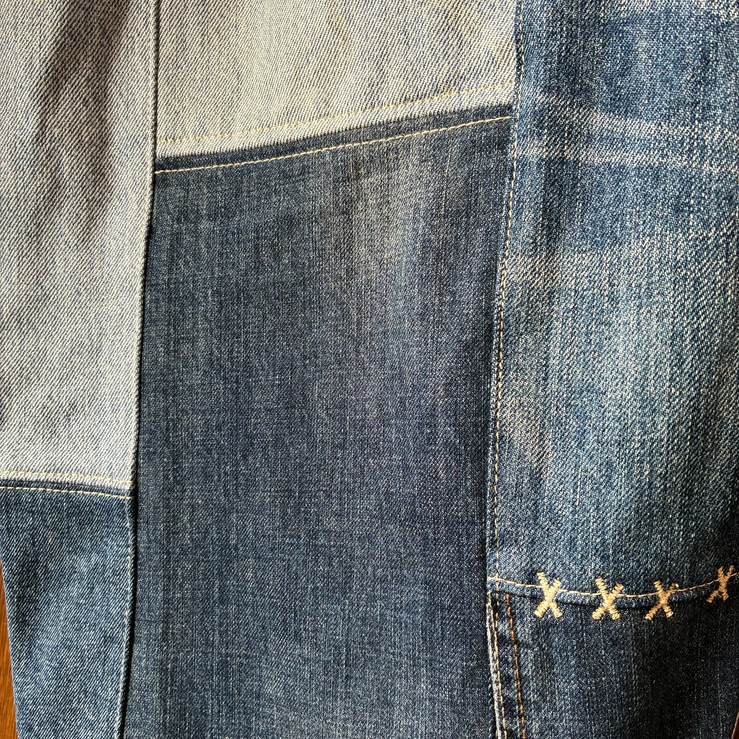 zivun Reconstructed Denim Wide Pants | Patchwork Distressed One-of-a-Kind Free Size | OLD FLIP