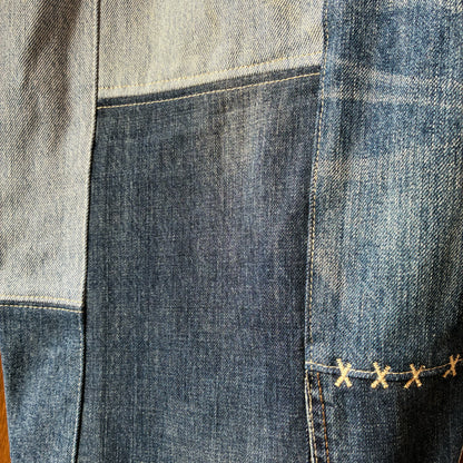 zivun Reconstructed Denim Wide Pants | Patchwork Distressed One-of-a-Kind Free Size | OLD FLIP