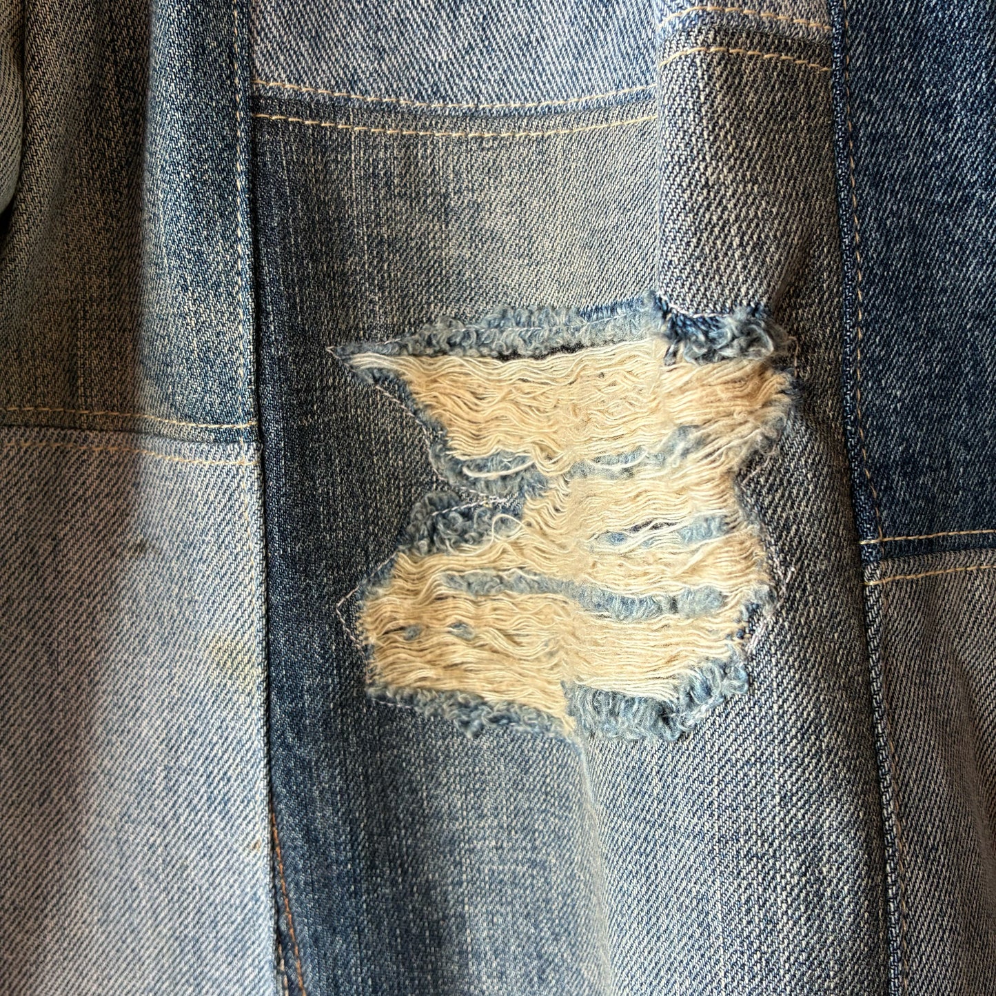 zivun Reconstructed Denim Wide Pants | Patchwork Distressed One-of-a-Kind Free Size | OLD FLIP