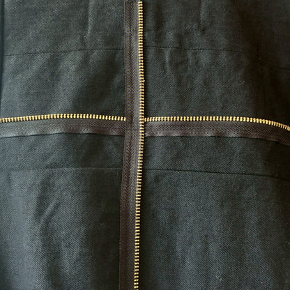 Kurotomesode × Mixed Materials Reconstructed Mods Coat Denim Nylon & Obi Patchwork One-of-a-kind Unisex zivun