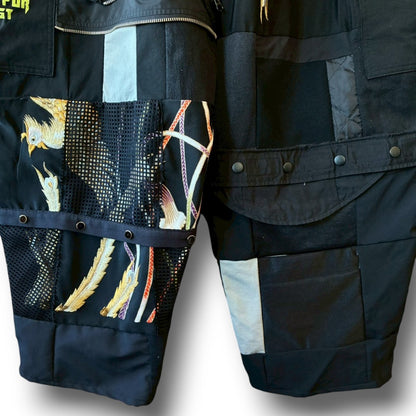 zivun by ogino Reconstructed Kimono Tuck Pants | Embroidered Washi Motif | Unisex | One-of-a-Kind | OLD FLIP