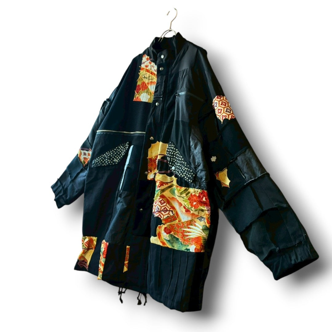 zivun by ogino Reconstructed Kimono Mods Coat | Wide Silhouette | Unisex | One-of-a-Kind | OLD FLIP