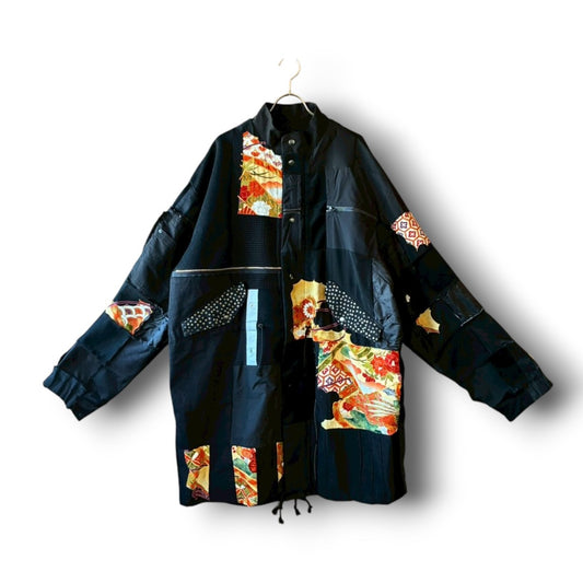 zivun by ogino Reconstructed Kimono Mods Coat | Wide Silhouette | Unisex | One-of-a-Kind | OLD FLIP