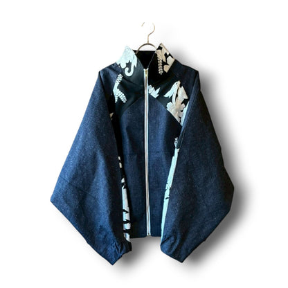 zivun by Cammy Reconstructed Kimono Denim Track Jacket | Unisex | One-of-a-Kind | OLD FLIP
