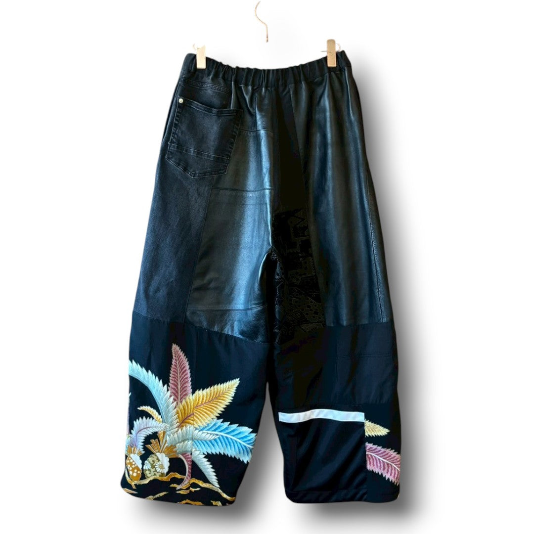 zivun by Kohashi Reconstructed Kimono Easy Pants | Wide Silhouette | Unisex | One-of-a-Kind | OLD FLIP