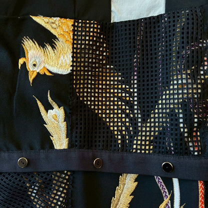 zivun by ogino Reconstructed Kimono Tuck Pants | Embroidered Washi Motif | Unisex | One-of-a-Kind | OLD FLIP