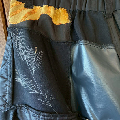 zivun by ogino Reconstructed Kimono Tuck Pants | Black Patchwork | One-of-a-Kind | OLD FLIP
