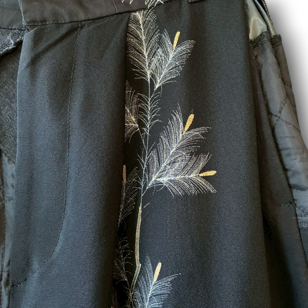 zivun by ogino Reconstructed Kimono Tuck Pants | Black Patchwork | One-of-a-Kind | OLD FLIP