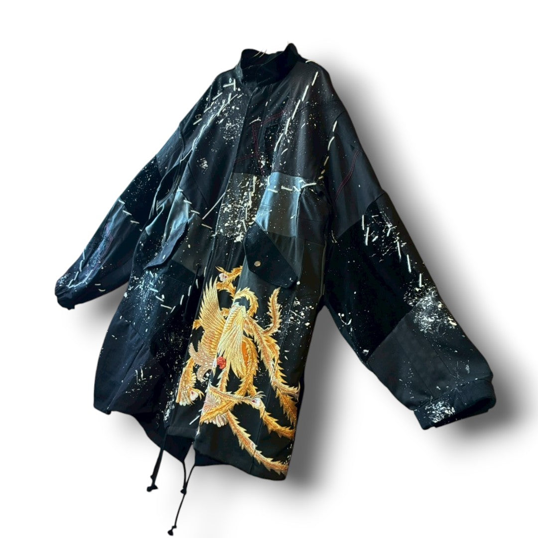 zivun by Kubo Reconstructed Kimono Mods Coat | Long Silhouette | Unisex | One-of-a-Kind | OLD FLIP