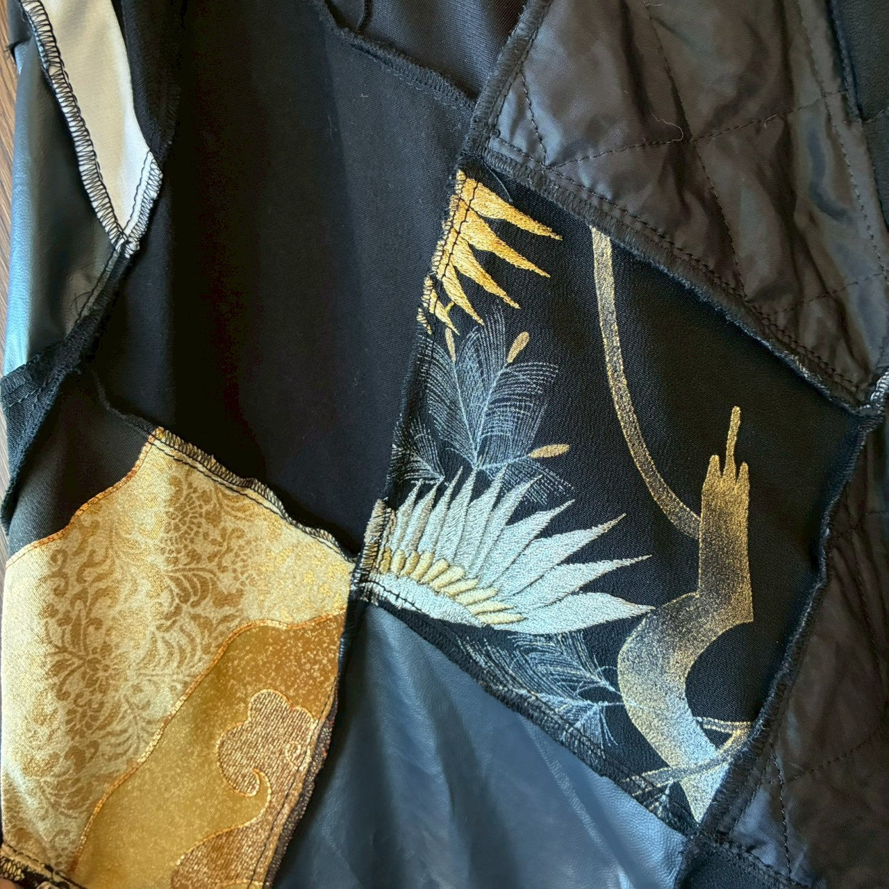 zivun by ogino Reconstructed Kimono Tuck Pants | Black Patchwork | One-of-a-Kind | OLD FLIP