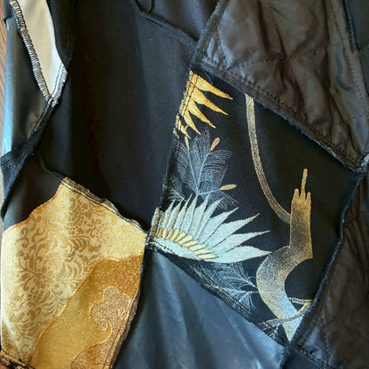 zivun by ogino Reconstructed Kimono Tuck Pants | Black Patchwork | One-of-a-Kind | OLD FLIP