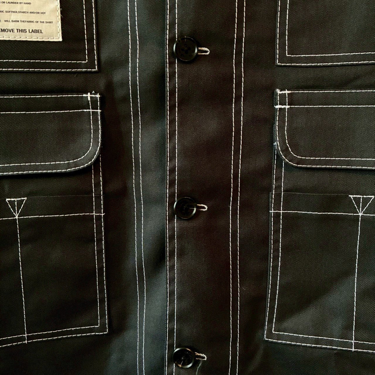 zivun × BLLIANT BLACK Remake Stitch Shirt | Workwear Detail | Contrast Stitch | Unisex | One-of-a-Kind | OLD FLIP