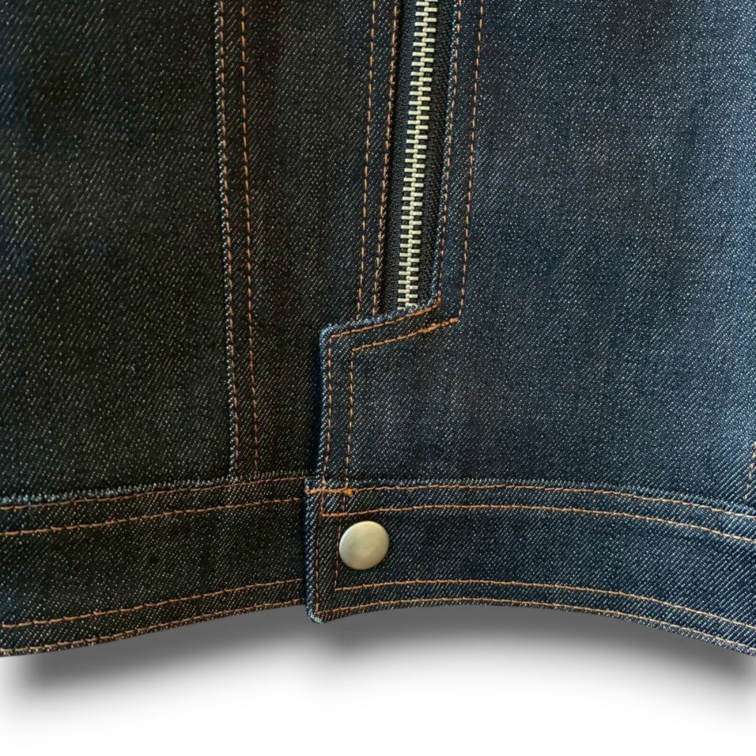 zivun × BLLIANT BLACK Remake Denim Jacket | Center Zip Structured Panel Design | Military Pocket | One-of-a-Kind | OLD FLIP