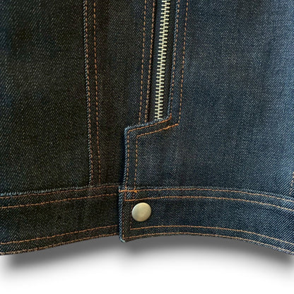 zivun × BLLIANT BLACK Remake Denim Jacket | Center Zip Structured Panel Design | Military Pocket | One-of-a-Kind | OLD FLIP