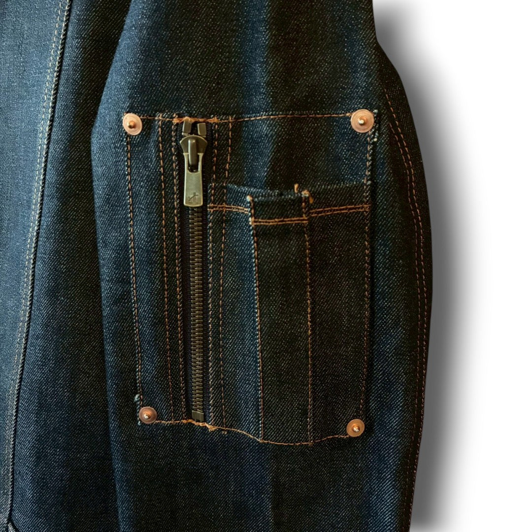 zivun × BLLIANT BLACK Remake Denim Jacket | Center Zip Structured Panel Design | Military Pocket | One-of-a-Kind | OLD FLIP