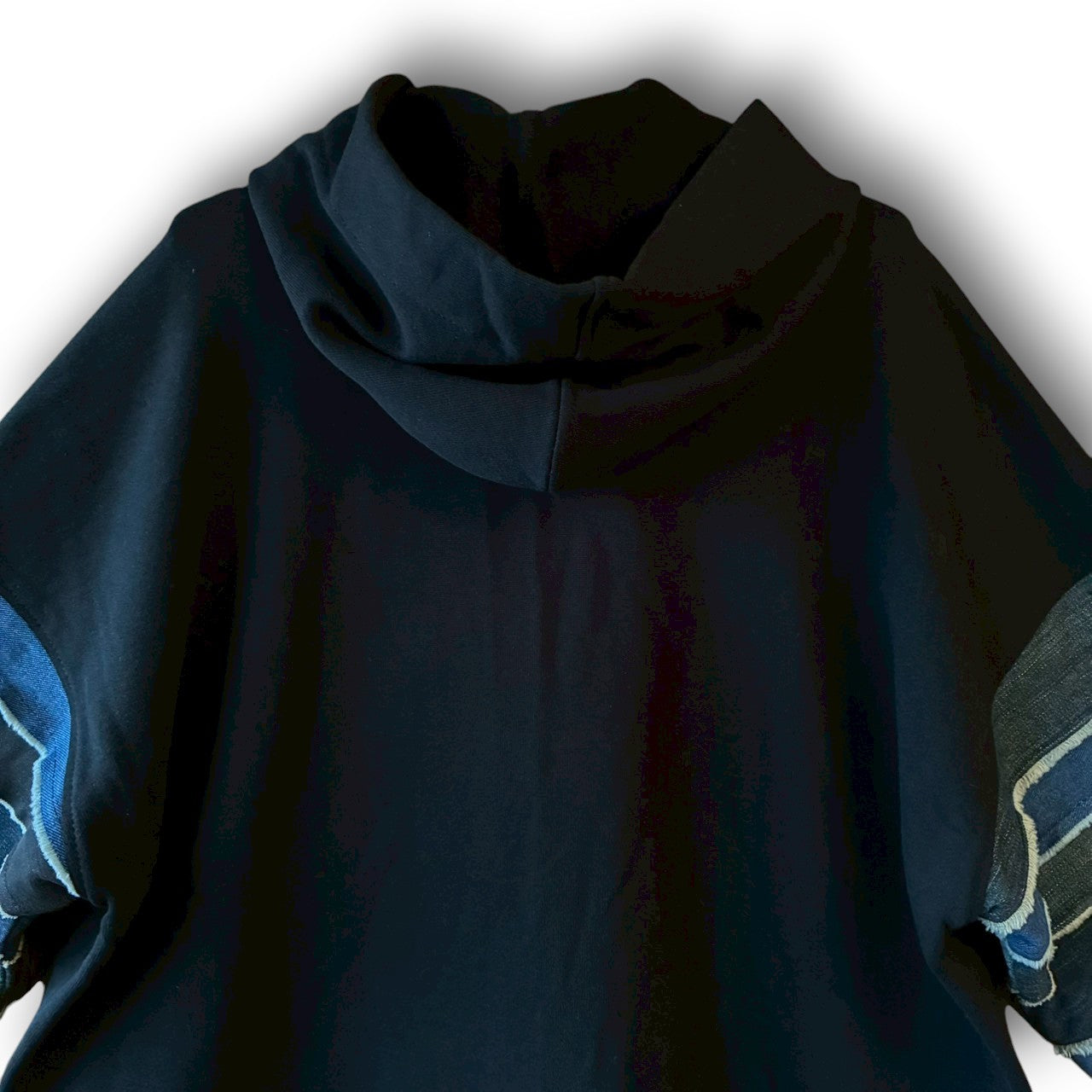 zivun × BLLIANT BLACK Denim Layered Sleeve Hoodie | Reconstructed Patchwork | Unisex | One-of-a-Kind | OLD FLIP