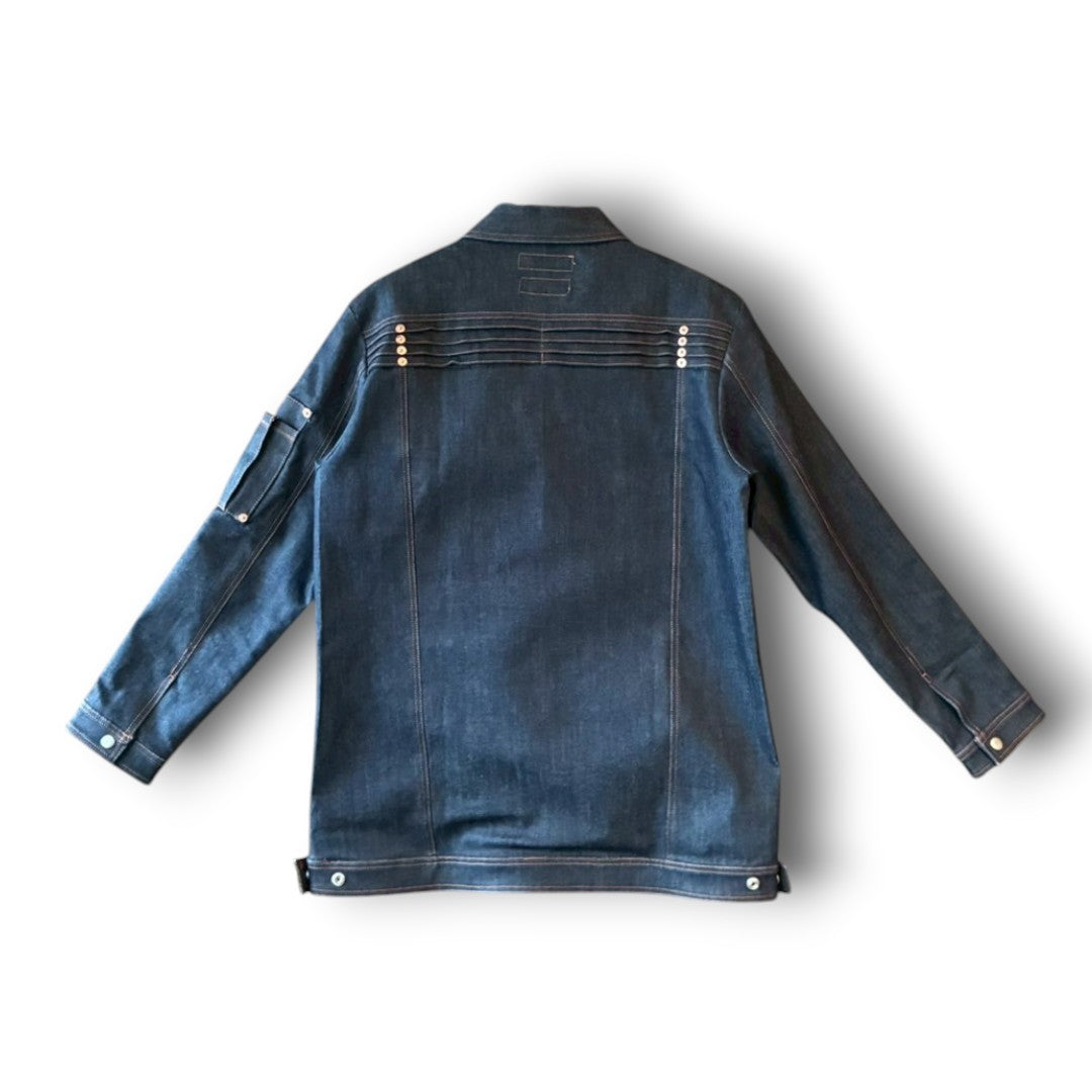 zivun × BLLIANT BLACK Remake Denim Jacket | Center Zip Structured Panel Design | Military Pocket | One-of-a-Kind | OLD FLIP