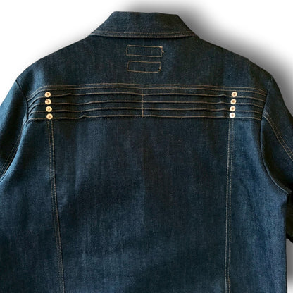 zivun × BLLIANT BLACK Remake Denim Jacket | Center Zip Structured Panel Design | Military Pocket | One-of-a-Kind | OLD FLIP