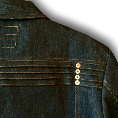 zivun × BLLIANT BLACK Remake Denim Jacket | Center Zip Structured Panel Design | Military Pocket | One-of-a-Kind | OLD FLIP