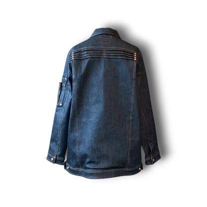 zivun × BLLIANT BLACK Remake Denim Jacket | Center Zip Structured Panel Design | Military Pocket | One-of-a-Kind | OLD FLIP