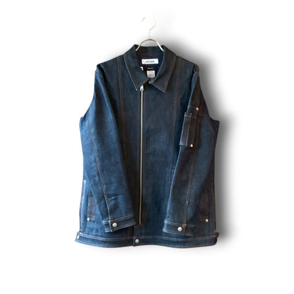 zivun × BLLIANT BLACK Remake Denim Jacket | Center Zip Structured Panel Design | Military Pocket | One-of-a-Kind | OLD FLIP