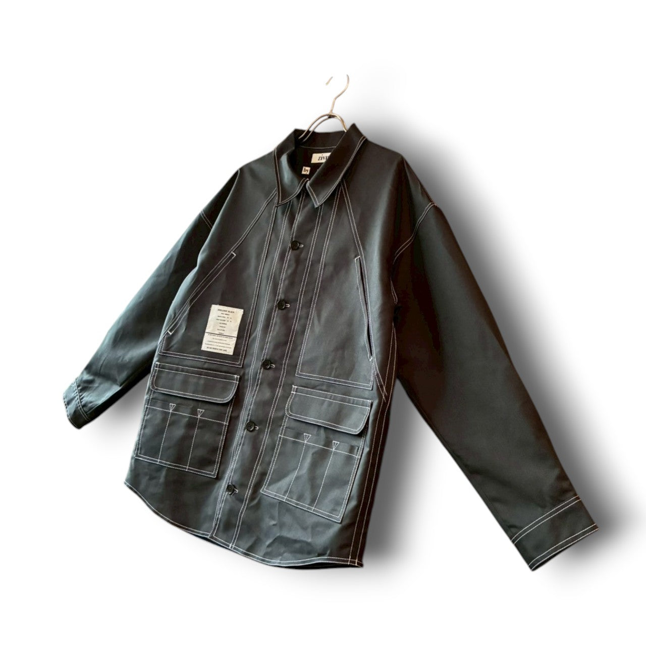 zivun × BLLIANT BLACK Remake Stitch Shirt | Workwear Detail | Contrast Stitch | Unisex | One-of-a-Kind | OLD FLIP