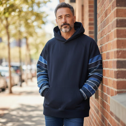 zivun × BLLIANT BLACK Denim Layered Sleeve Hoodie | Reconstructed Patchwork | Unisex | One-of-a-Kind | OLD FLIP