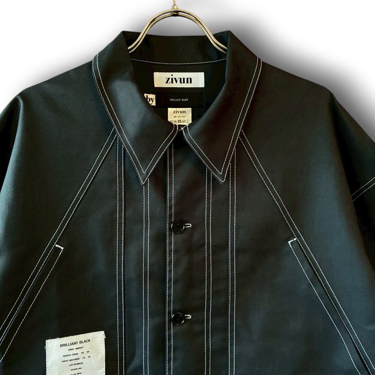 zivun × BLLIANT BLACK Remake Stitch Shirt | Workwear Detail | Contrast Stitch | Unisex | One-of-a-Kind | OLD FLIP