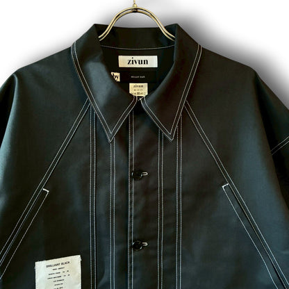 zivun × BLLIANT BLACK Remake Stitch Shirt | Workwear Detail | Contrast Stitch | Unisex | One-of-a-Kind | OLD FLIP