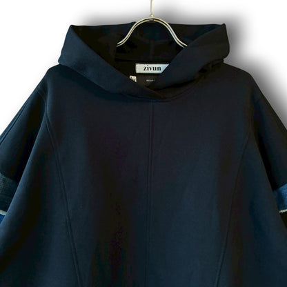 zivun × BLLIANT BLACK Denim Layered Sleeve Hoodie | Reconstructed Patchwork | Unisex | One-of-a-Kind | OLD FLIP