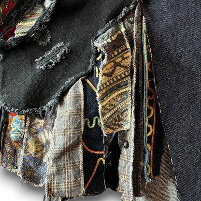 zivun Rebuild Denim Patch Skirt | Reconstructed Asymmetrical Denim One-of-a-Kind Skirt | OLD FLIP
