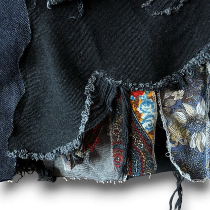 zivun Rebuild Denim Patch Skirt | Reconstructed Asymmetrical Denim One-of-a-Kind Skirt | OLD FLIP