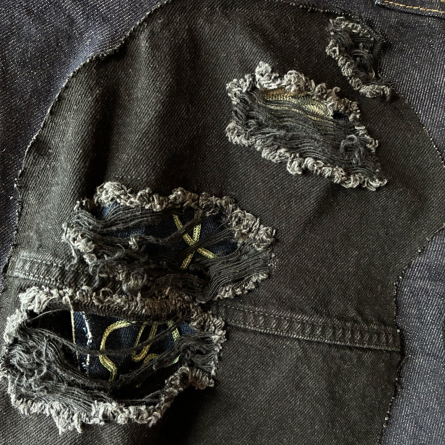 zivun Rebuild Denim Patch Skirt | Reconstructed Asymmetrical Denim One-of-a-Kind Skirt | OLD FLIP