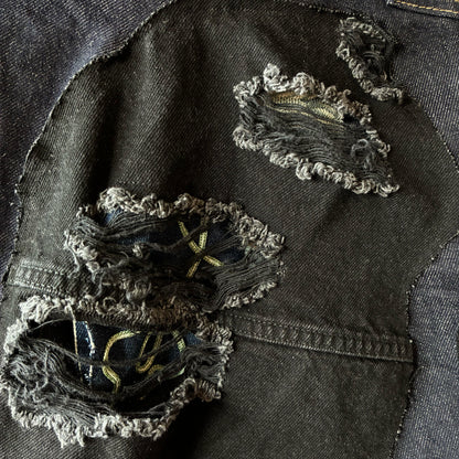 zivun Rebuild Denim Patch Skirt | Reconstructed Asymmetrical Denim One-of-a-Kind Skirt | OLD FLIP