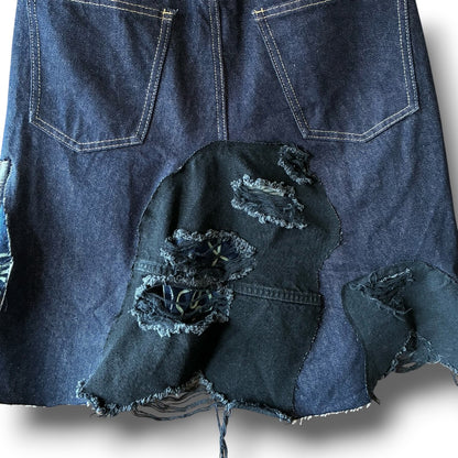 zivun Rebuild Denim Patch Skirt | Reconstructed Asymmetrical Denim One-of-a-Kind Skirt | OLD FLIP