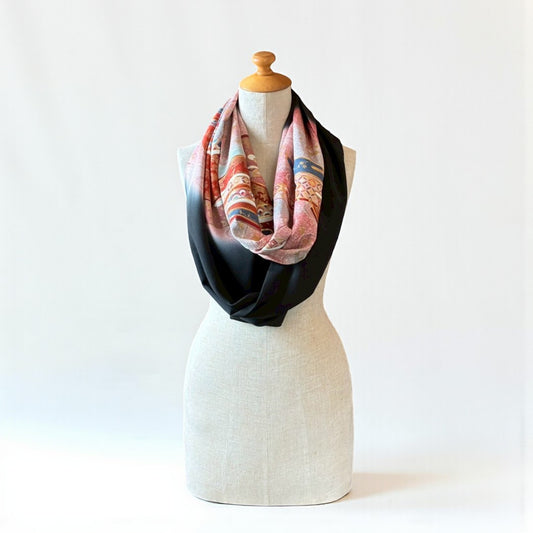 Remake Kuromontsuki Kimono Stole – Gosho-Guruma & Flowing Water Motif
