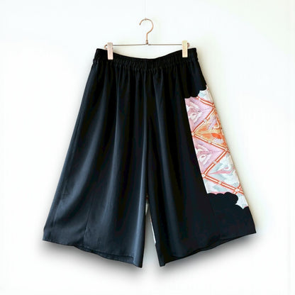 Reconstructed Wide-Leg Pants – Vintage Kimono with Crane Motif