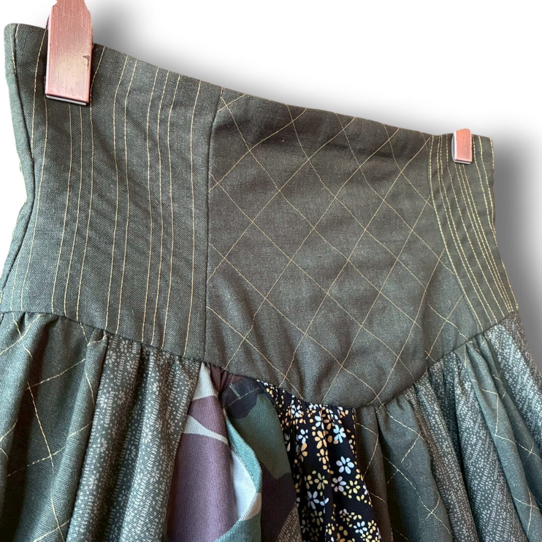 roi Kimono Mix Long Skirt | Reconstructed Japanese Fabric | Women | One-of-a-Kind | OLD FLIP