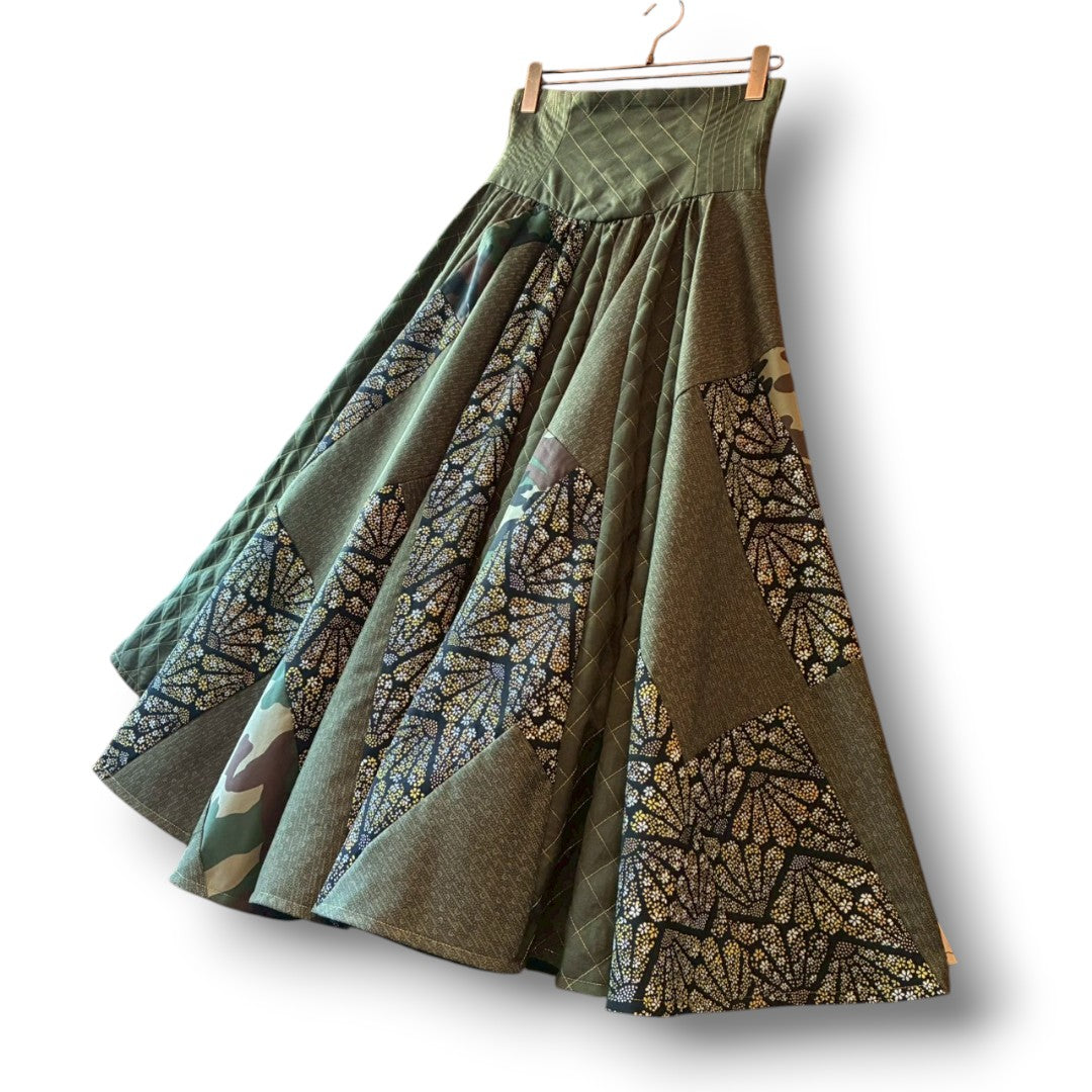 roi Kimono Mix Long Skirt | Reconstructed Japanese Fabric | Women | One-of-a-Kind | OLD FLIP
